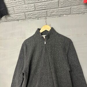 FAHERTY BRAND Mens Quarter Zip Pullover Sweater Dark Gray Size L